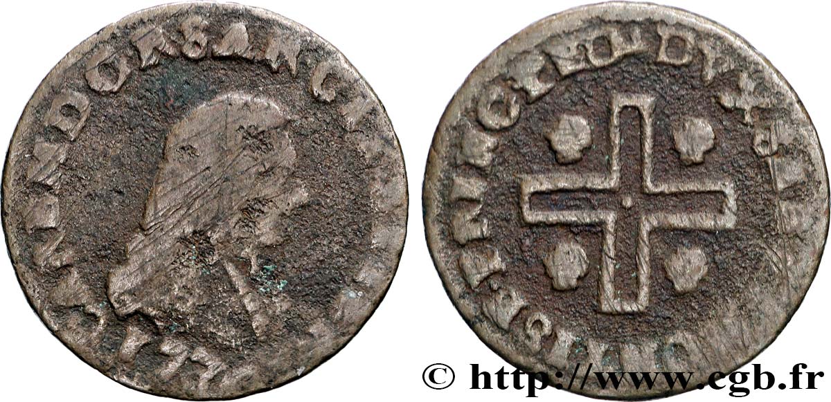 ITALY - KINGDOM OF SARDINIA - CHARLES EMMANUEL III 1/2 Cagliarese 1736 Turin VF 