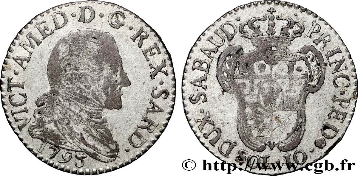 SAVOY - DUCHY OF SAVOY - VICTOR-AMADEUS III 10 Soldi (10 Sols) 1793 Turin VF 