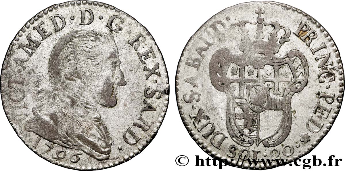 ITALIEN - KÖNIGREICH SARDINIEN 20 Soldi Victor-Amédée III 1796 Turin fSS 