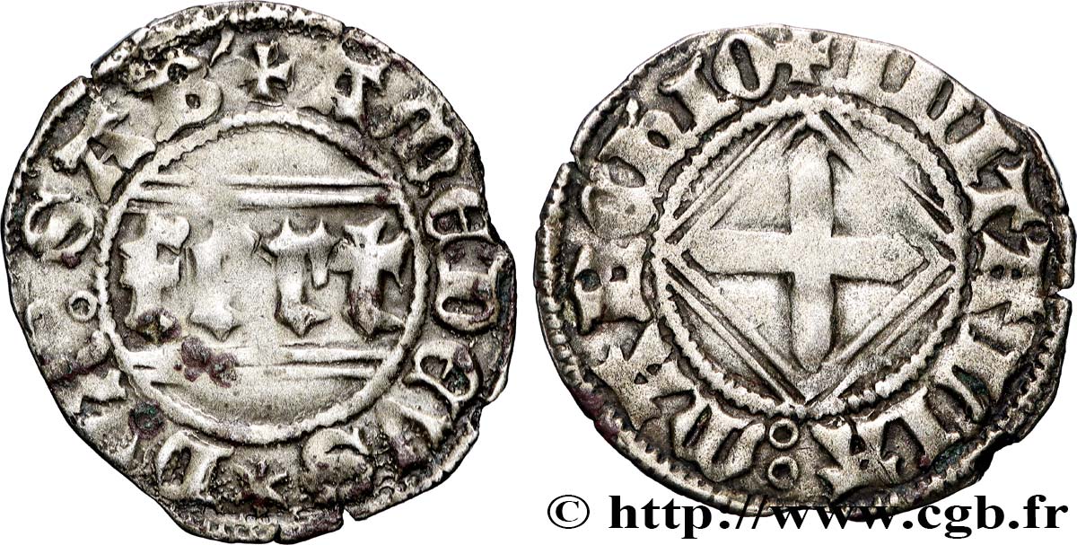 SAVOIE - COMTÉ DE SAVOIE - AMÉDÉE VIII (COMTE) Quart de Gros (Quarto di Grosso) Type II (Savoie) n.d. Chambéry XF 