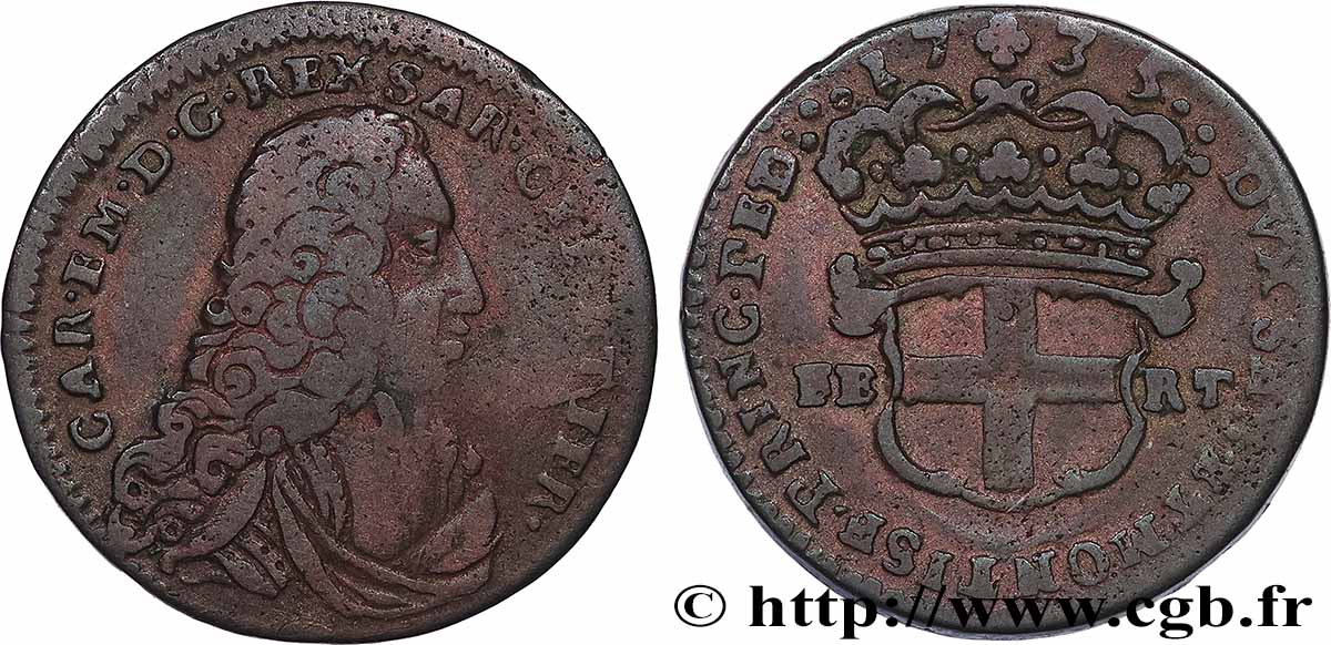 SAVOIE - DUCHÉ DE SAVOIE - CHARLES-EMMANUEL III 2.6 sols, 1er type (2.6 soldi) 1735 Turin TB+ 