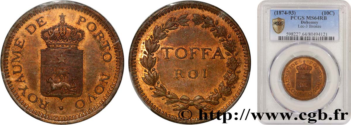 DAHOMEY Module de 10 Centimes (1874-1893)  SPL64 PCGS