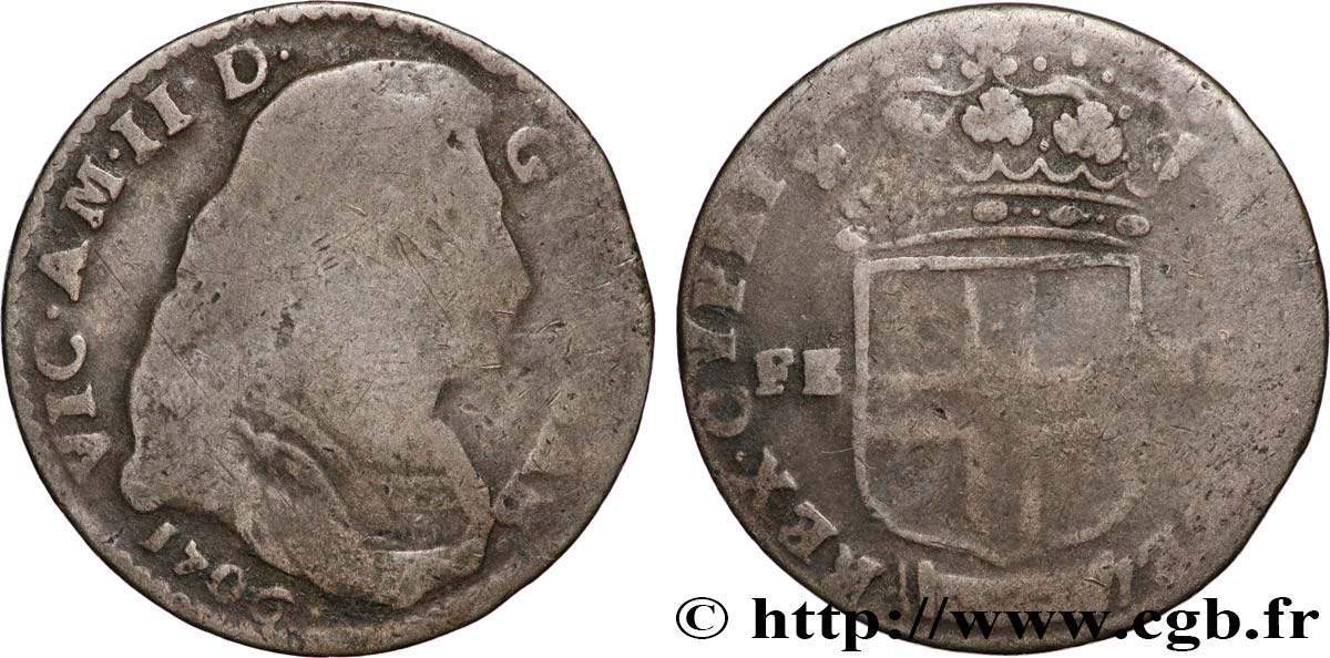 SAVOIE - DUCHÉ DE SAVOIE - VICTOR-AMÉDÉE II 5 sols (5 soldi) 1706 Turin TB+ 
