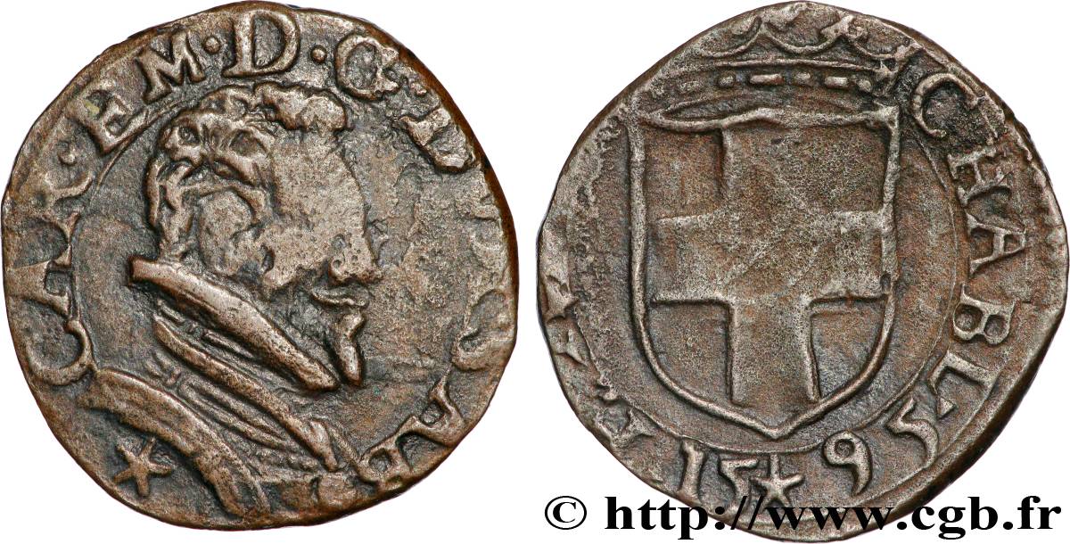 SAVOY - DUCHY OF SAVOY - CHARLES-EMMANUEL I Fort de 8 sols (forte da 8 soldo con il busto) 1595 Chambéry VF 