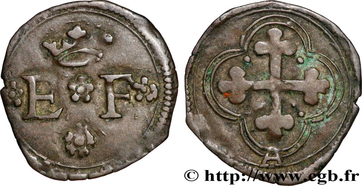 DUCHY OF SAVOIE - EMMANUEL-PHILIBERT Quart de sol, 1er type (quarto di soldo, I tipo) s.d. Aoste XF 