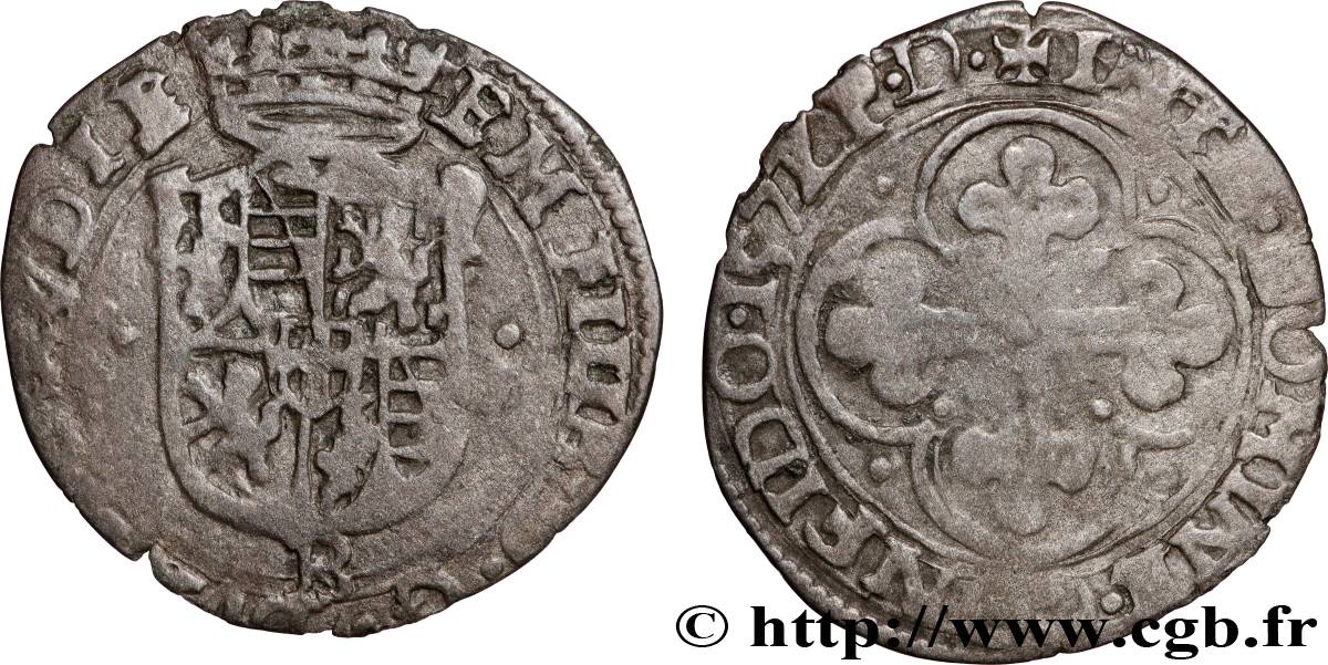 SAVOY - DUCHY OF SAVOY - EMMANUEL-PHILIBERT Sol, 2e type (soldo di II tipo) 1572 Bourg-en-Bresse VF 