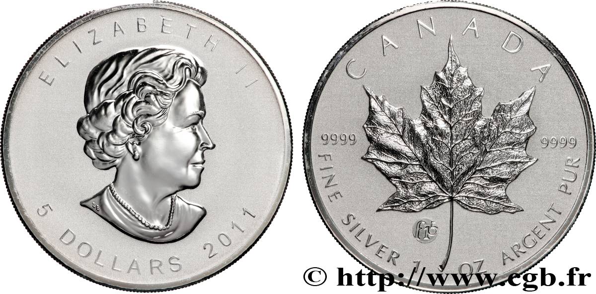 ARGENT D INVESTISSEMENT 1 Oz - 5 Dollars (1 once) Proof feuille d’érable 2011  SPL 