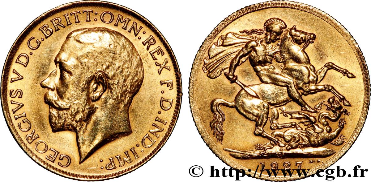 OR, PALLADIUM ET PLATINE INVESTISSEMENT 1 Souverain Georges V 1927 Afrique du Sud TTB+ 