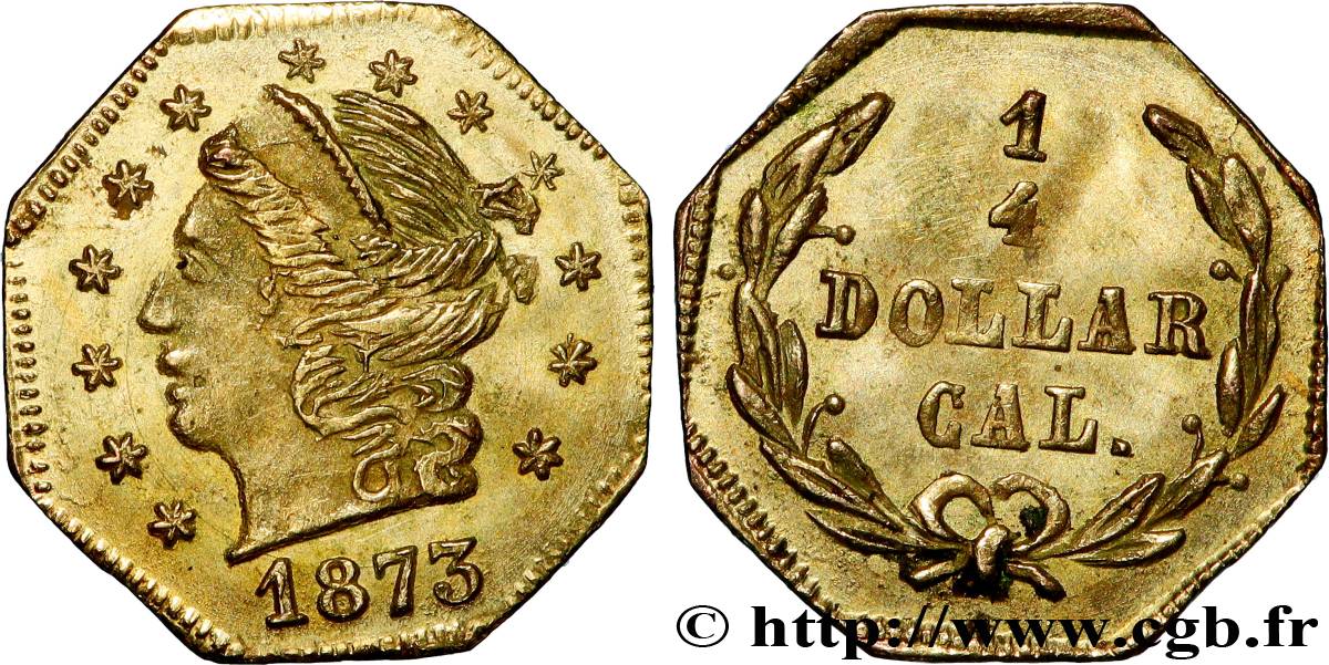 ÉTATS-UNIS D AMÉRIQUE 1/4 Dollar 1873  AU 
