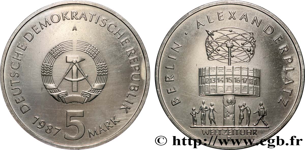 REPúBLICA DEMOCRáTICA ALEMANA 5 Mark 750e annivesaire de la ville de Berlin 1987 Berlin EBC 