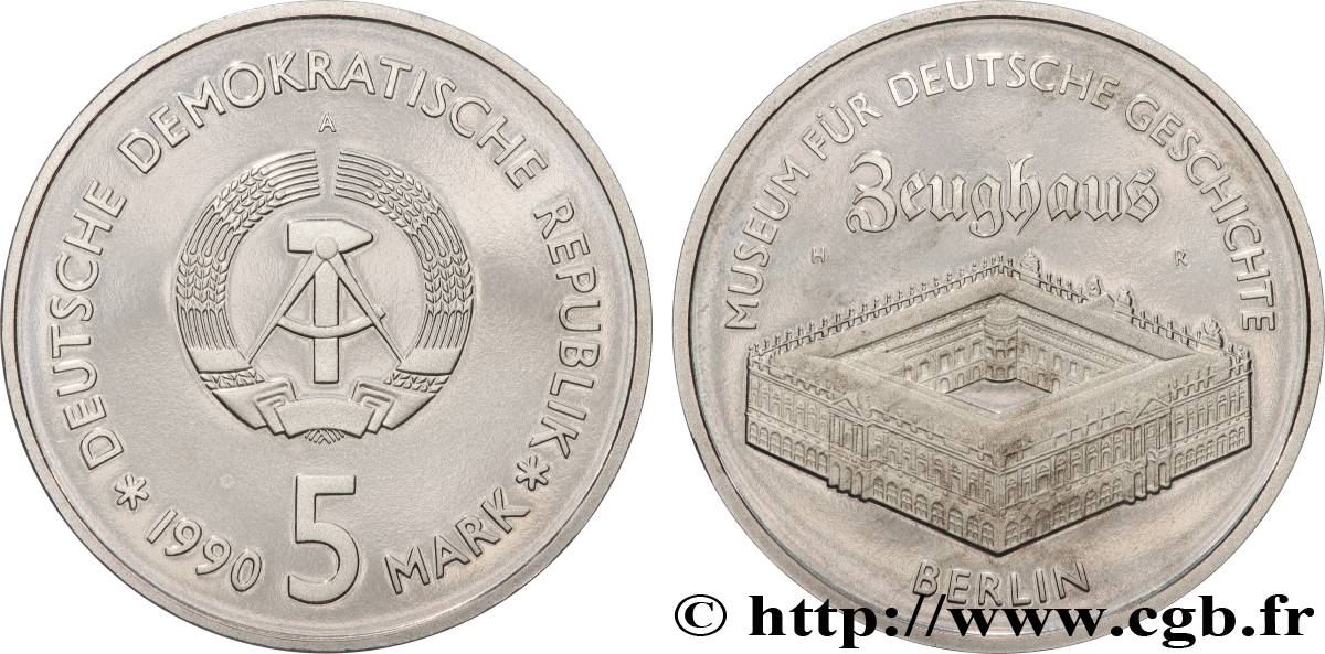 ALLEMAGNE RÉPUBLIQUE DÉMOCRATIQUE 5 Mark Proof Zeughaus, Musée de l’Histoire Allemande à Berlin 1990 Berlin SPL 