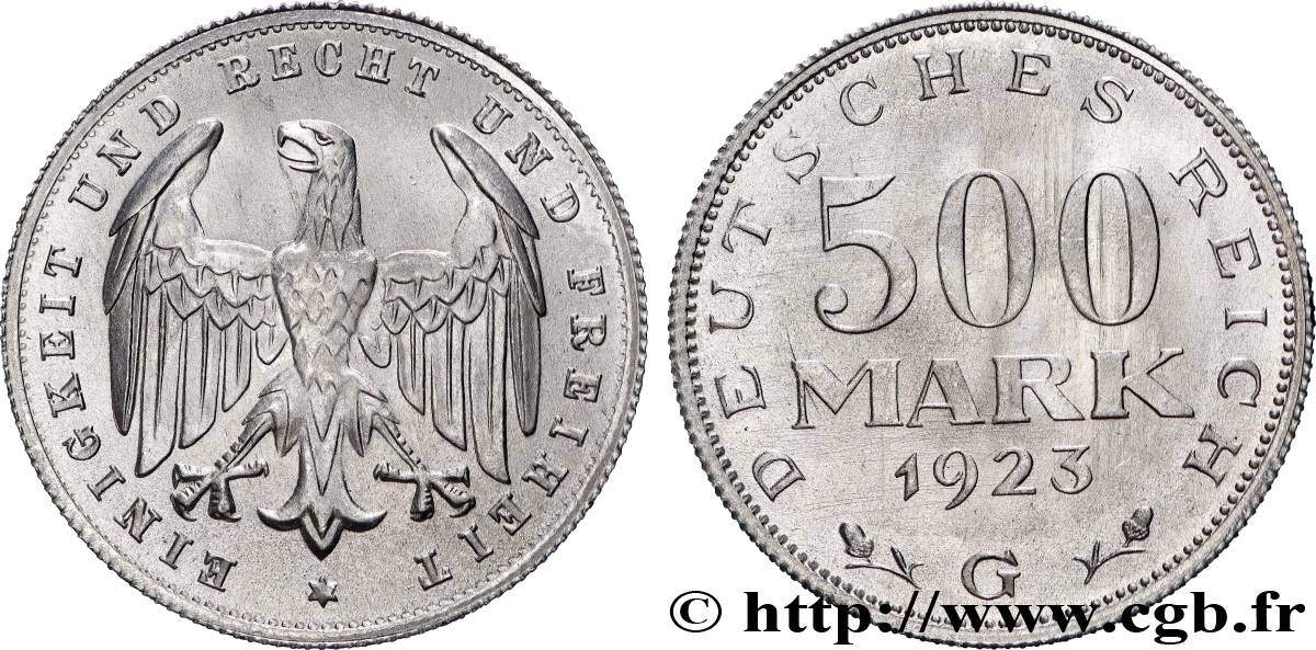 GERMANY 500 Mark aigle 1923 Karlsruhe MS 