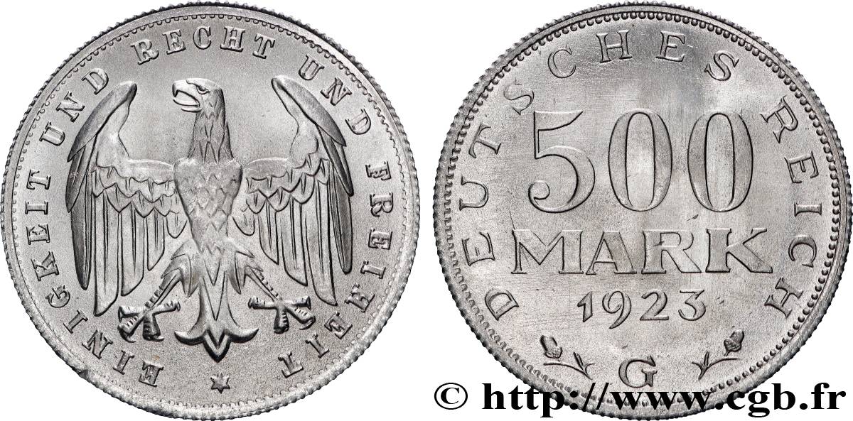DEUTSCHLAND 500 Mark aigle 1923 Karlsruhe fST 