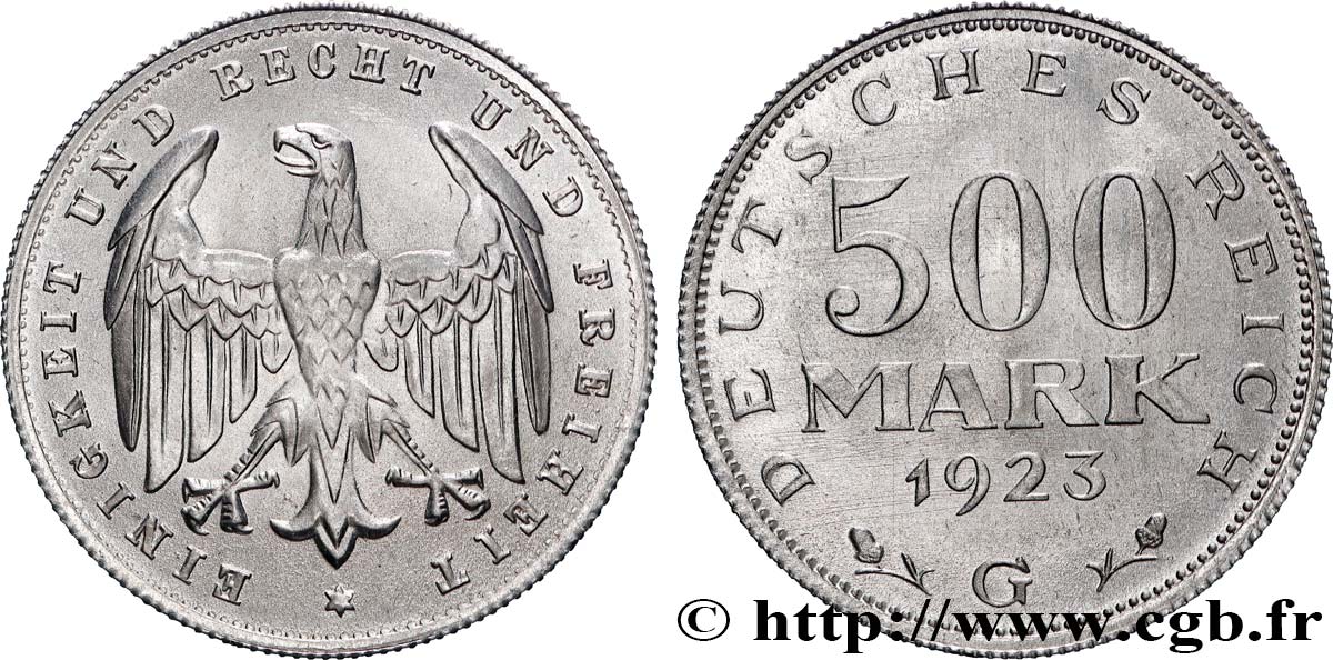 GERMANY 500 Mark aigle 1923 Karlsruhe MS 