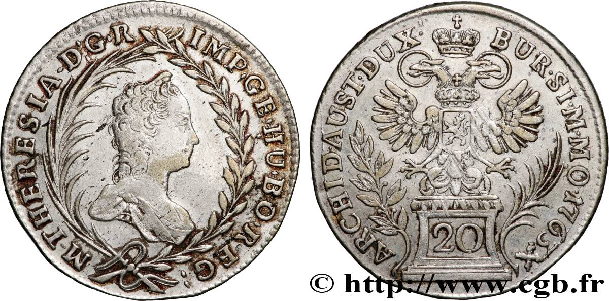 AUTRICHE 20 Kreuzer Marie-Thérèse 1763 Graz TB+ 