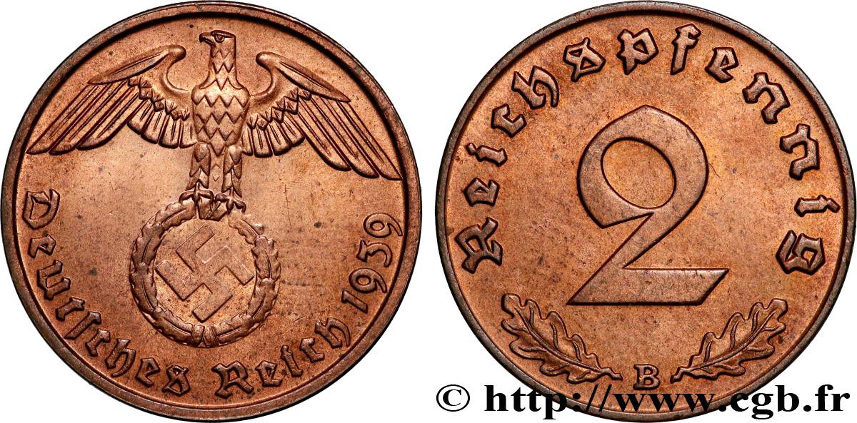 ALLEMAGNE 2 Reichspfennig 1939 Vienne SUP 