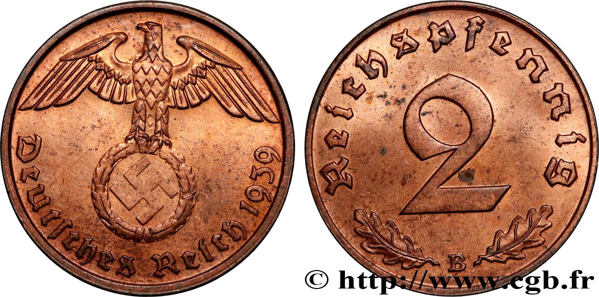 GERMANIA 2 Reichspfennig 1939 Vienne SPL 