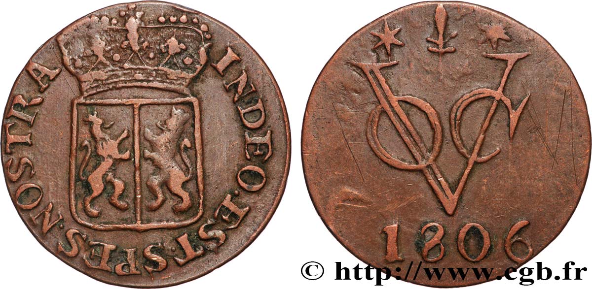 INDES NEERLANDAISES 1 Duit Gelderland 1806  TTB 