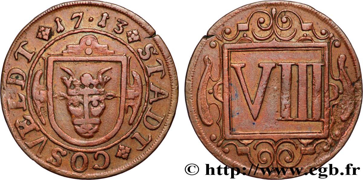 ALLEMAGNE - COESFELD VIII Pfennig emblème 1713  TTB 