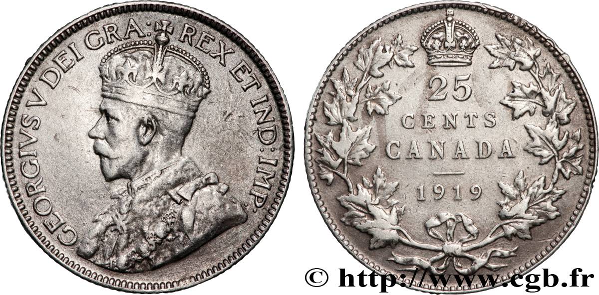 CANADA 25 Cents Georges V 1919  TTB 