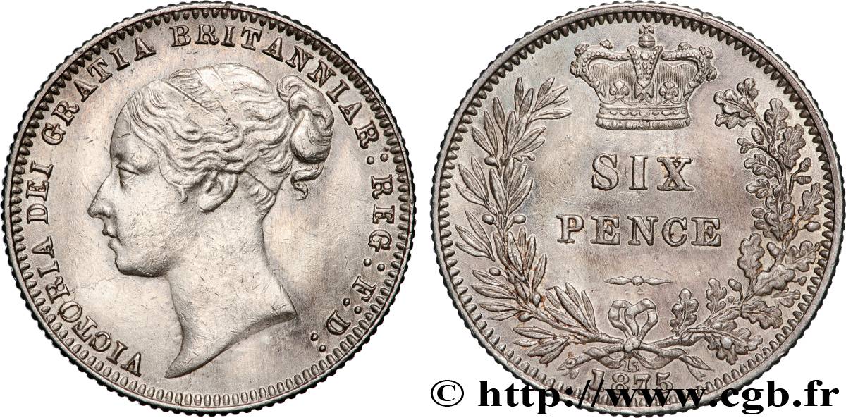 GRANDE BRETAGNE - VICTORIA 6 Pence  1875  SUP 