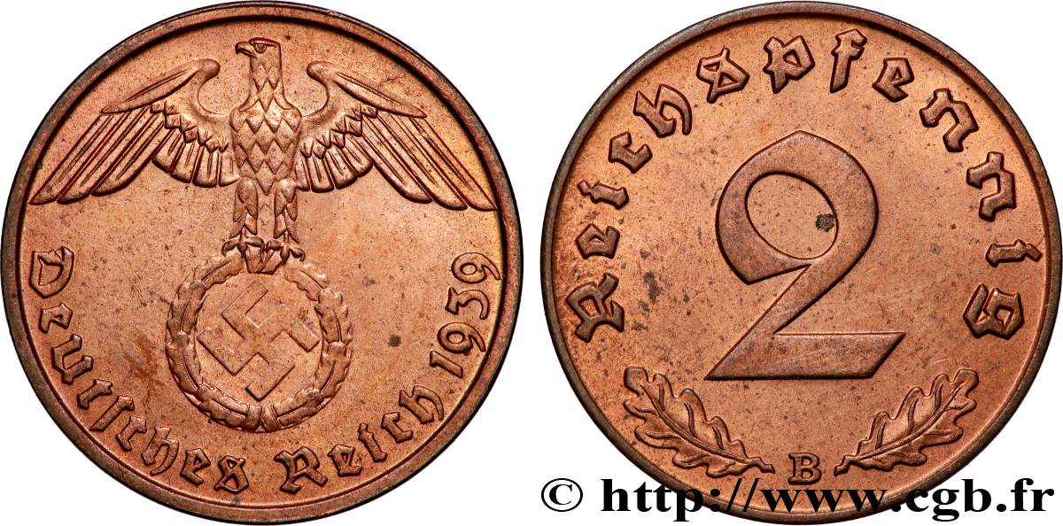 ALLEMAGNE 2 Reichspfennig 1939 Vienne SUP 