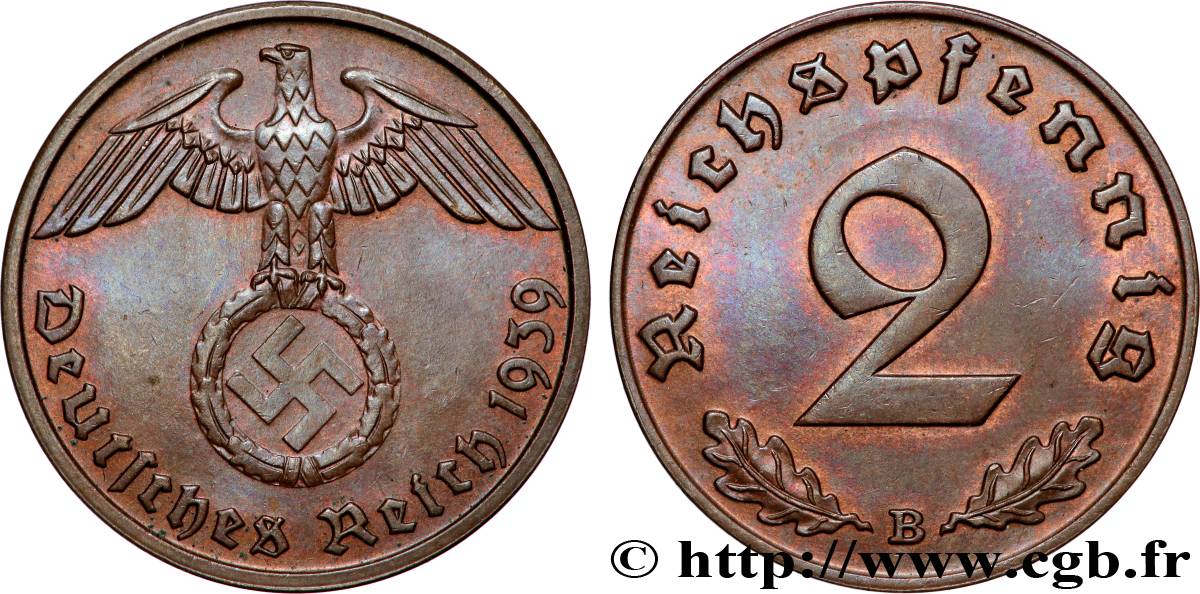ALLEMAGNE 2 Reichspfennig 1939 Vienne SUP 