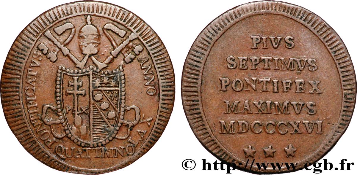 VATICAN ET ÉTATS PONTIFICAUX Quattrino 1816 Rome TTB 
