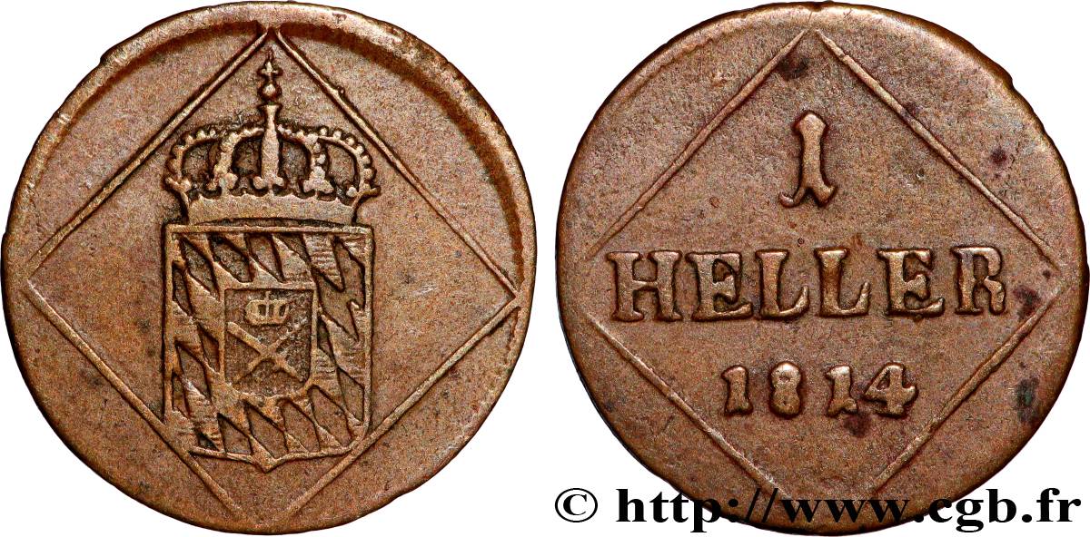 ALLEMAGNE - BAVIÈRE 1 Heller Maximilien Joseph 1814 Munich TTB 