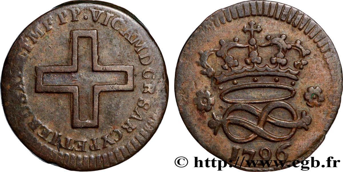 ITALIE - ROYAUME DE SARDAIGNE 2 Denari Victor Amédée III 1796 Turin TTB 