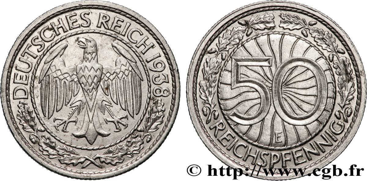 ALLEMAGNE 50 Reichspfennig 1938 Muldenhutten SUP 