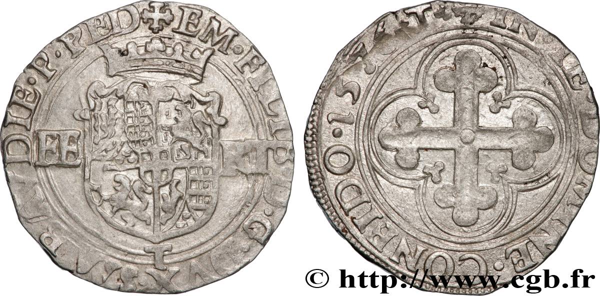 DUCADO DE SABOYA - MANUEL FILIBERTO Blanc de 4 sols, 1er type (bianco, o da 4 soldi di I tipo) 1576 Turin MBC 