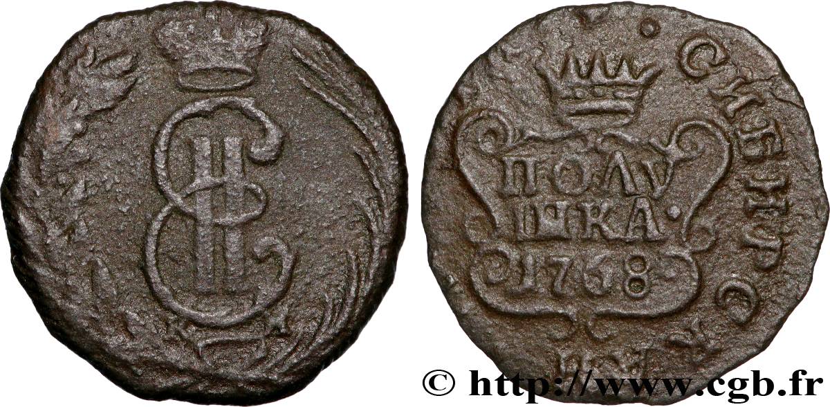 RUSSIE - SIBÉRIE 1 Polushka (1/4 Kopeck)  1768 Kolyvan TTB 