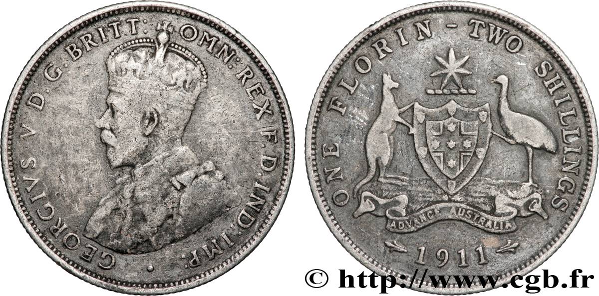 AUSTRALIE 1 Florin Georges V 1911 Melbourne - M TB+ 