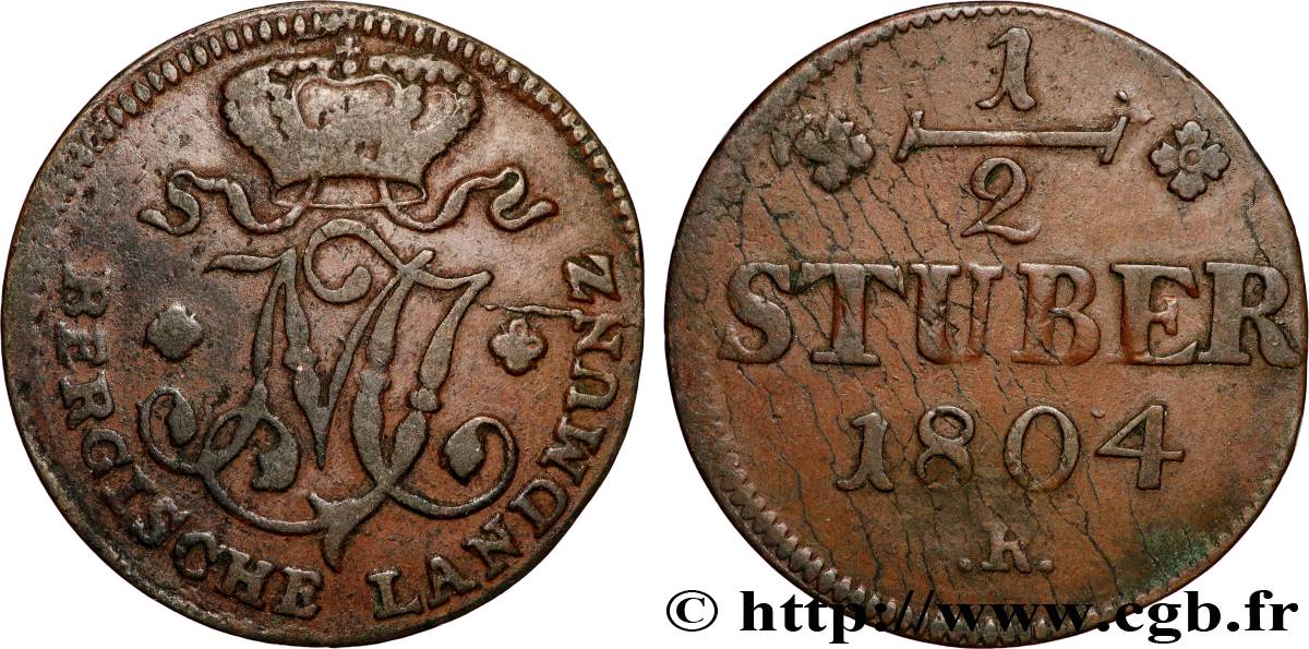 ALEMANIA - BERG 1/2 Stuber Maximilien Joseph Duc de Berg 1804 Düsseldorf MBC 