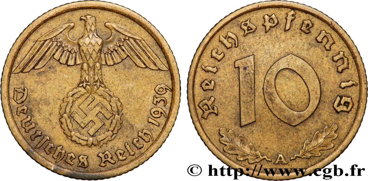 ALLEMAGNE 10 Reichspfennig 1939 Berlin TTB 
