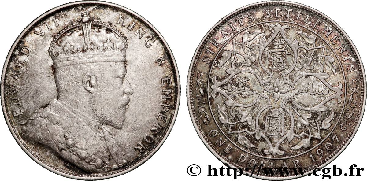 MALESIA - INSEDIAMENTI DELLO STRETTO 1 Dollar Edouard VII 1907 Bombay q.BB 