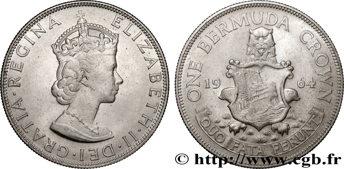 BERMUDES 1 Crown Elisabeth II 1964  SUP 