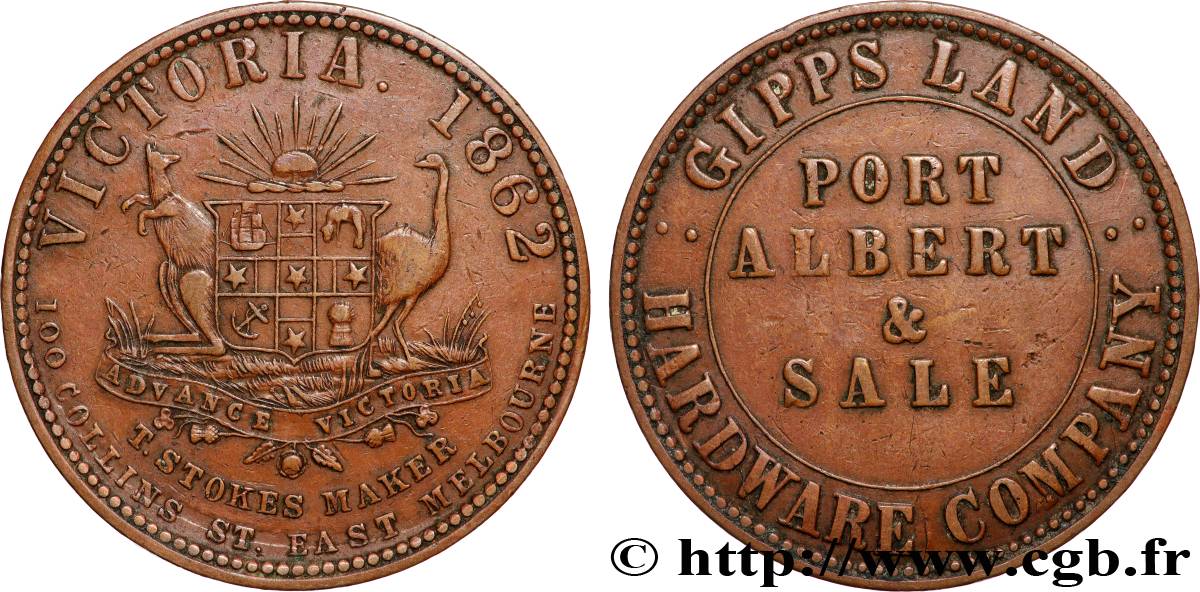 AUSTRALIE Token de 1 Penny Port Albert & Sale 1862  TTB 