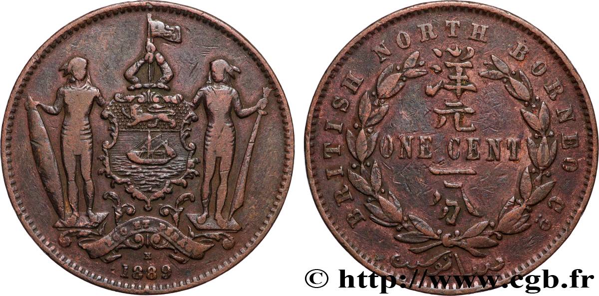 MALAISIE - BORNÉO DU NORD BRITANNIQUE 1 Cent 1889 Birmingham TB+ 