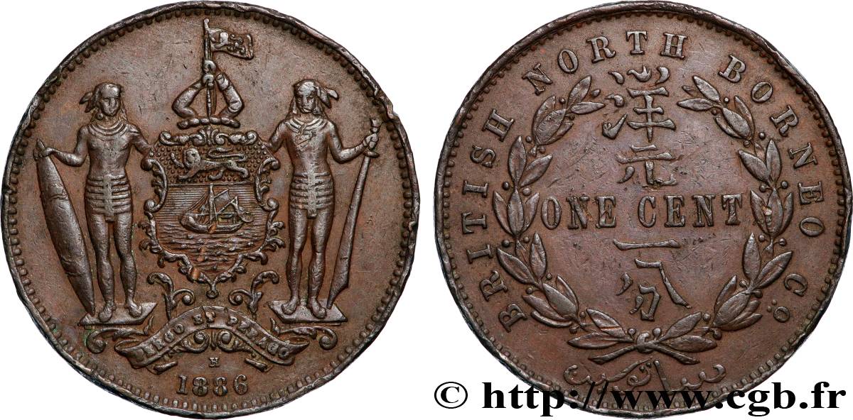MALAISIE - BORNÉO DU NORD BRITANNIQUE 1 Cent 1886 Birmingham TTB 