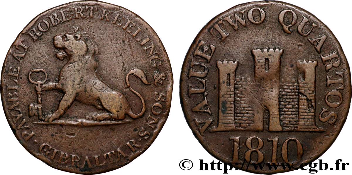 GIBRALTAR 2 Quartos 1810  TTB 