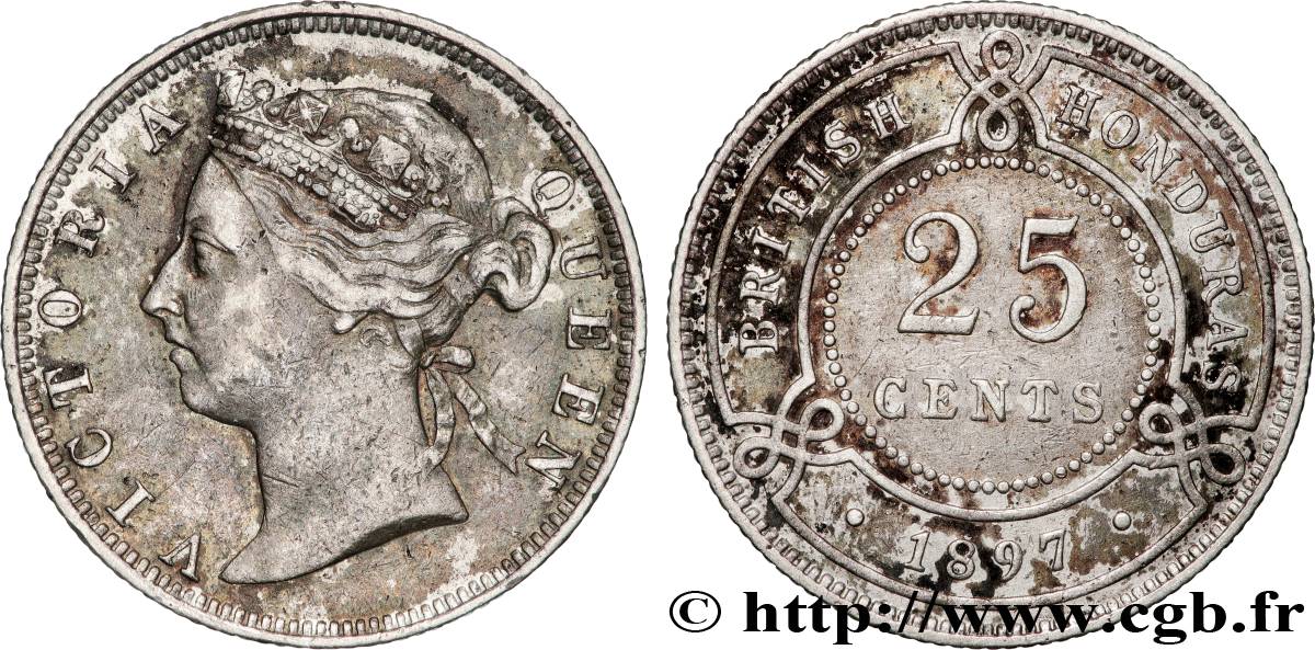 HONDURAS BRITANNICO 25 Cent Victoria 1897  q.BB 