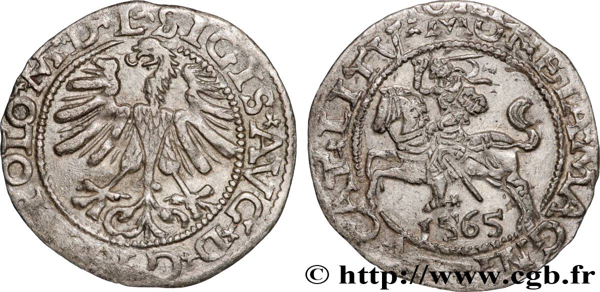 POLOGNE - ROYAUME DE POLOGNE - SIGISMOND II VASA Demi-groschen 1565  TTB 