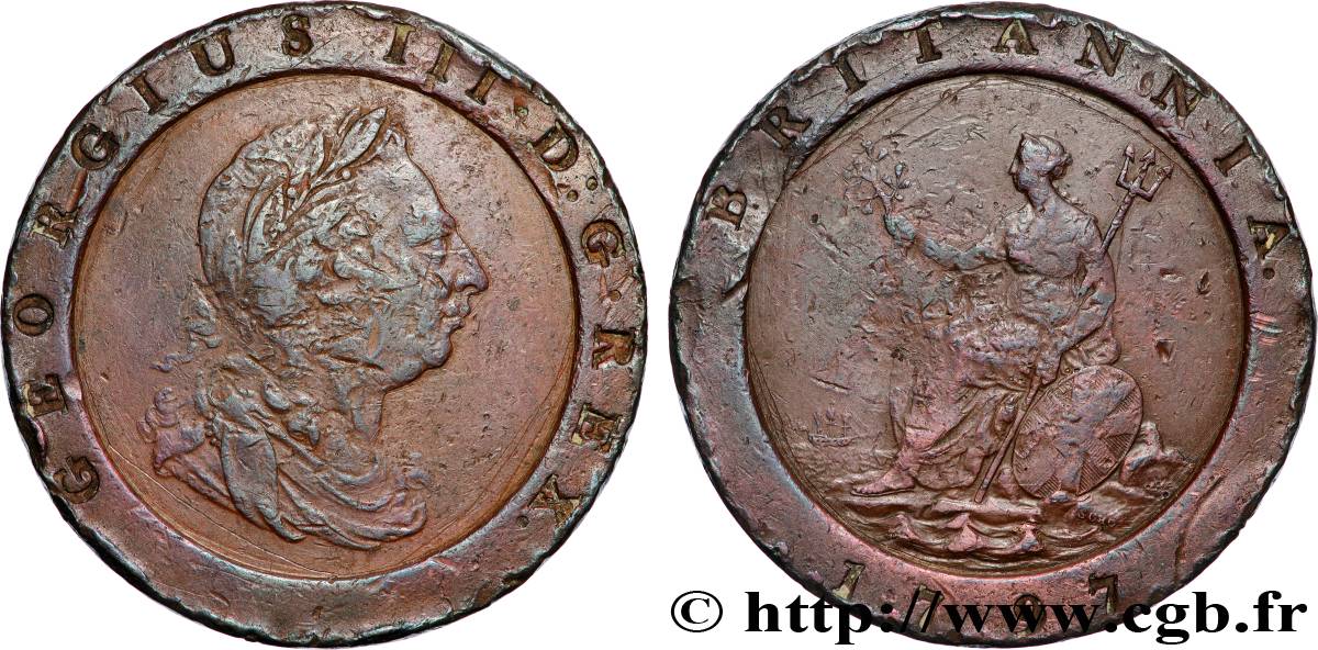 UNITED KINGDOM 2 Pence Georges III 1797  VF 