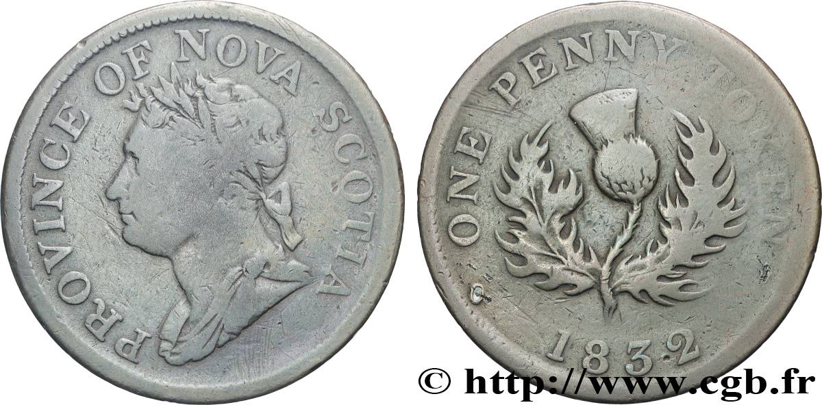 CANADA - NOVA SCOTIA 1 Penny Token Nova Scotia 1832  VF 