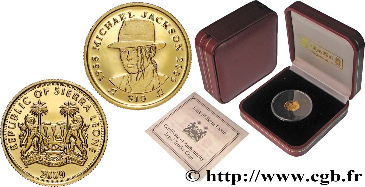 SIERRA LEONE 10 Dollar Proof Michael Jackson 2009  FDC 