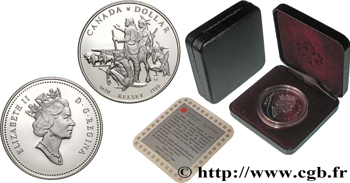 CANADA 1 Dollar proof Elisabeth II / L’explorateur et trappeur Henry Kelsey 1990  FDC 