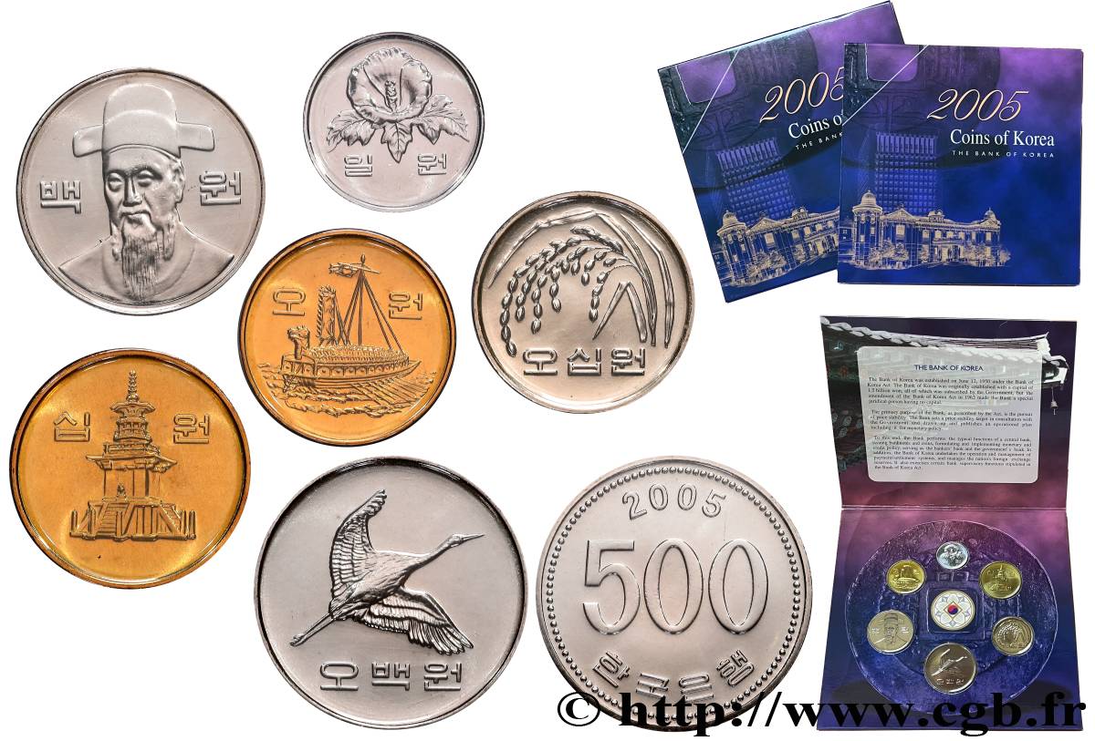 CORÉE DU SUD Série 6 monnaies 2005  FDC 