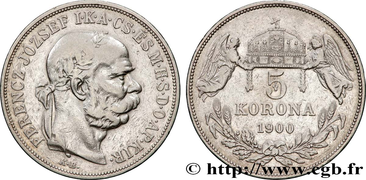 UNGARN 5 Korona François-Joseph 1900 Kremnitz fSS 